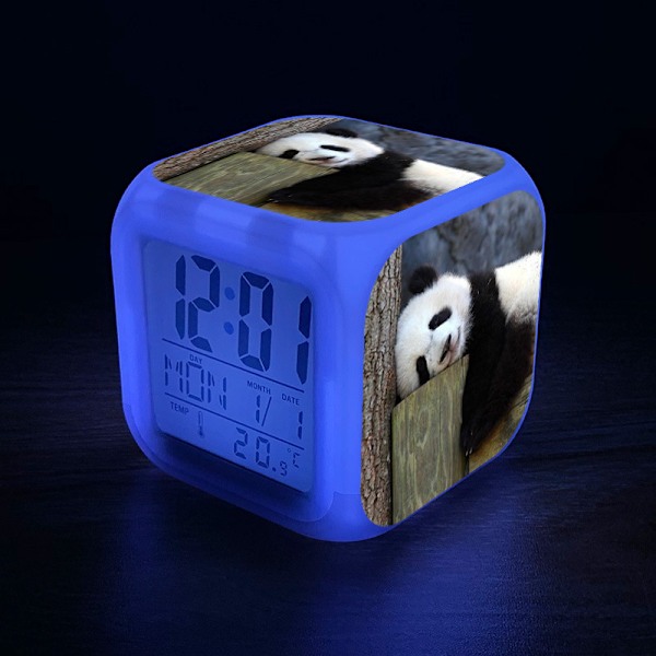 LED Vækkeur, Børne Sengelampe Vækkeur, Firkantet, Belyst LCD Display stil 1 2025th