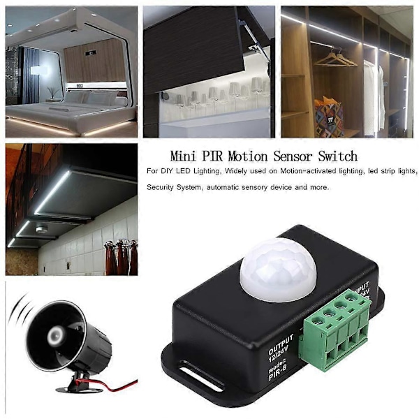 2 st Sport Switch Rörelsesensor Ljusbrytare Pir Sensor Switch PIR Kontroller 12 Volt Timer Switch Rörelsesensor Switch 2024THO