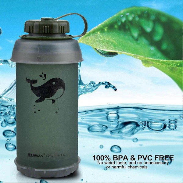 Utomhus 750ML Hopfällbar Mjuk Vattenflaska Sportvattenkopp Bärbar Vattenflaska-FÄRG: Grön