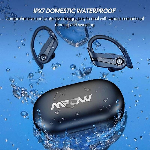Mpow Q63 ANC Bluetooth 5.3 Trådløse Ørepropper med Mikrofon IPX7 Vandtæt 200H Øretelefoner med Kroge til Sport Løb Træning Fitnesscenter Hovedtelefoner & Headsets
