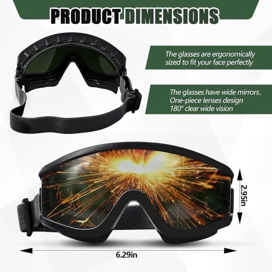 Welding Goggles - Eye Protection Glasses - Perform Welding Work - IR Lens Shade 5 - 16 x 75 cm - Black