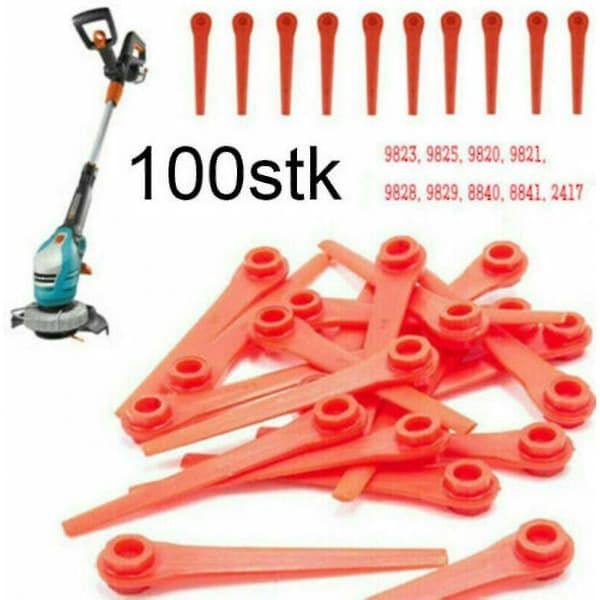 100x plastblader erstatning Kompatibel med Gardena gresstrimmer easycut li-18/23r