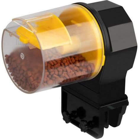 Fiskefoderdispenser - Automatisk fiskefoderautomat til akvarium med automatisk fodringstimer og fugtbestandig foderautomat (gul)