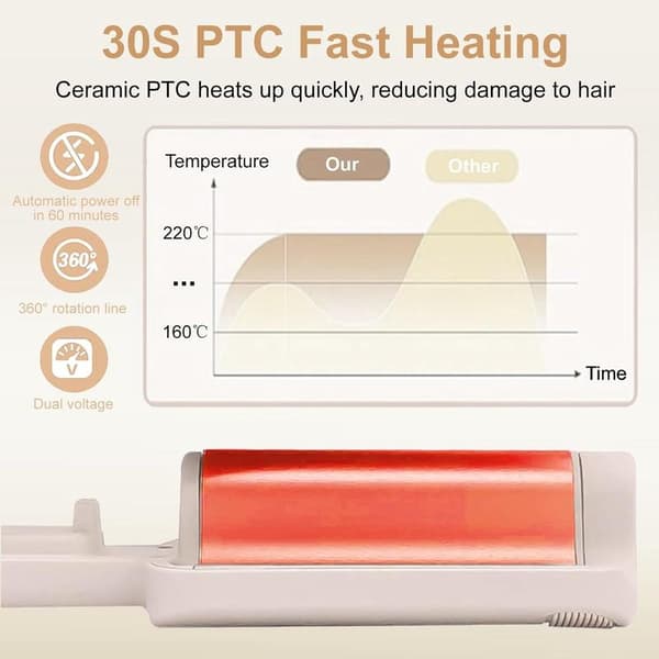 Deep Waves Curling Iron - Curling Iron - 3 Barrel Beach Wave Curling Iron with Adjustable Temp (160°C - 220°C) - 4 Temperatures - Wave Curling Iron