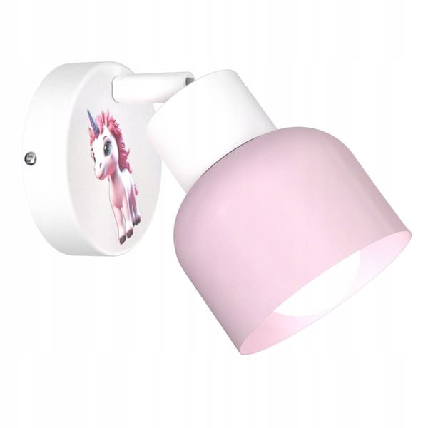 Adjustable E27 Wall Lamp for Children with Pink Unicorn Print
