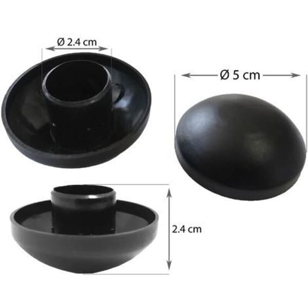Sæt med 8 sorte 25 mm stanghætter til trampolin