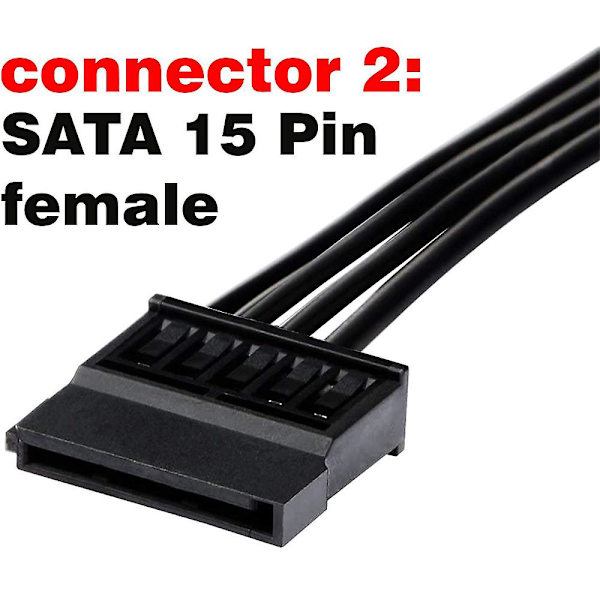 Molex IDE 4-nastainen uros - 15-nastainen naaras SATA-virtamuunninadapterikaapeli kiintolevylle HDD SSD Power E