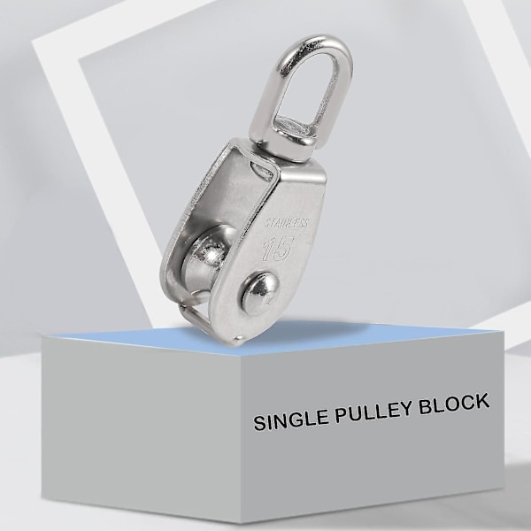 4 st M15 enkel remskiva block rostfritt stål liten remskiva rulle för rep sladd i vridbar silver Pu Tingquan Shop