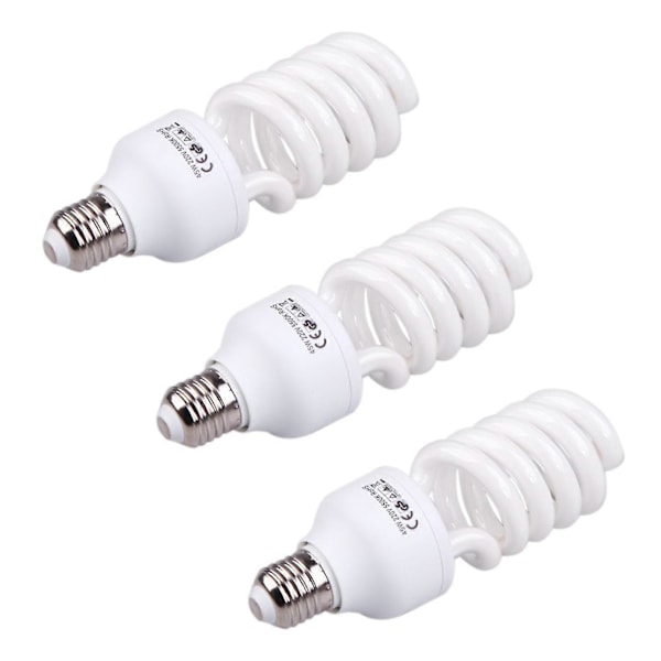 3x Kompakt E27 220v 5500k 45w Fotostudiolampa Videofotografering Dagsljuslampa Vit