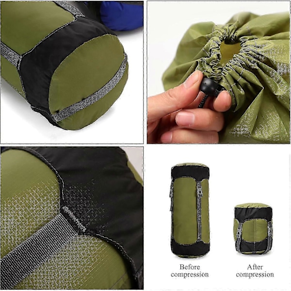 Kompressionspåse för sovsäck, 11L Lättviktig Vattentät Kompakt Kompressions Nylon Förvaringspåse, Resekompressionspåse, Grön_SZXM