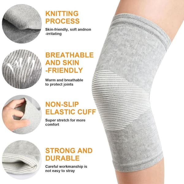 Bamboo Knee Pads 1 Pair Unisex Compression Sports Knee Pads Grey Size M