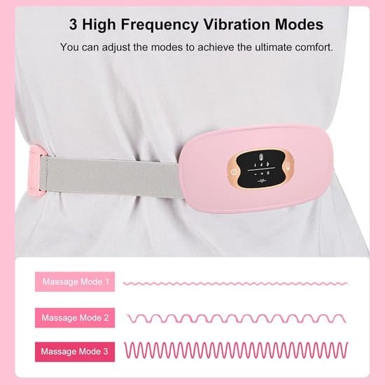 Bærbart menstruationsvarmepude - lindrer menstruationssmerter, 3 varmeindstillinger - massageplade, 3 massageindstillinger