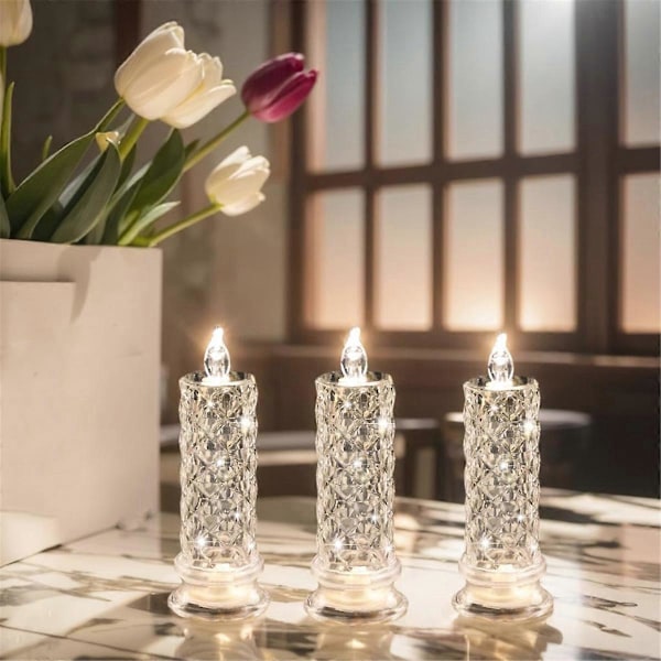 Rose Shadow LED Flamfria Ljus, 6 st Romantiska Batteridrivna Ljus LED-pelarljus för Alla Hjärtans Dag