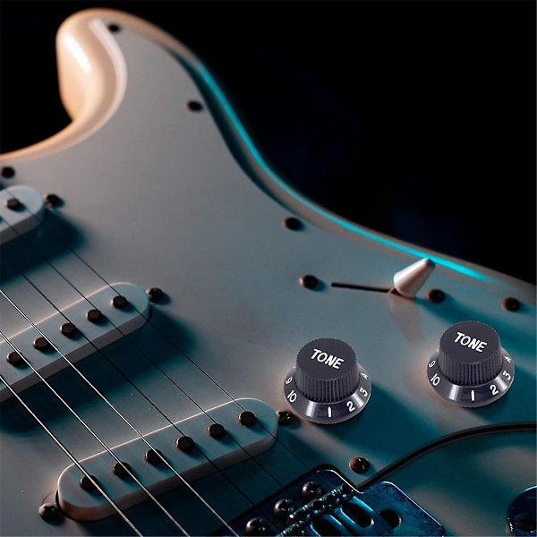 10 Set Plastgitarr Strat-knappar 1 Volym och 2 Tonkontrollknappar Set Elgitarr, Svart