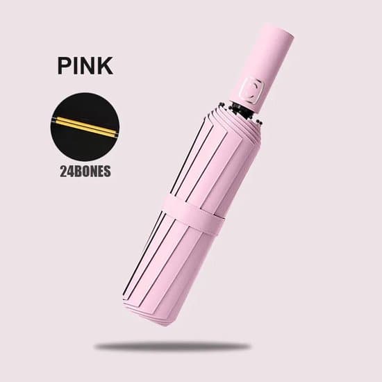 Large Automatic Umbrella with 24 Ribs, Windproof and Lightweight, UV Protection, for Everyone, Model 24 Bone