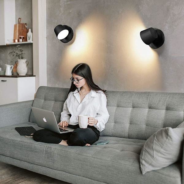 Moderne LED Væglampe Væglæselampe 350 Drejelig Nordisk Stil LED Vægspot Indendørs Væglampe Til Soveværelse Stue Gang Trappe, Sort