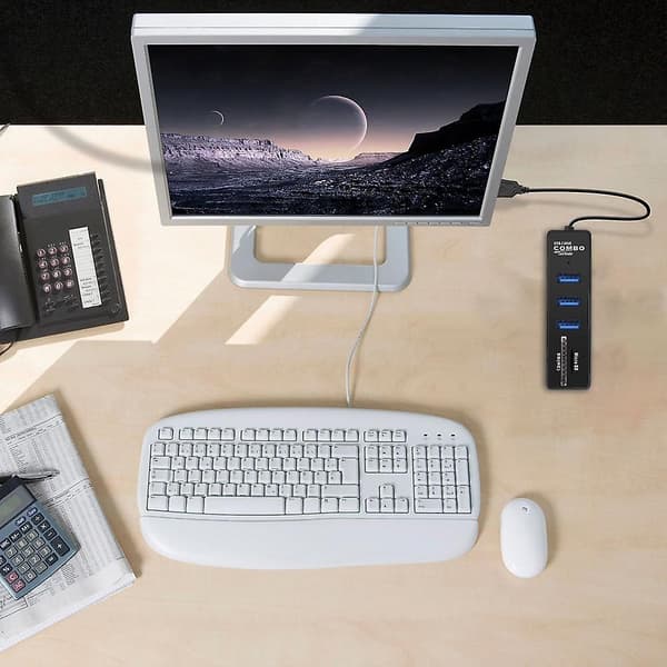 2 i 1 Combo Super Speed USB 2.0 3 Port Splitter HUB+TF SD Kortlæser Til Windows Til Mac