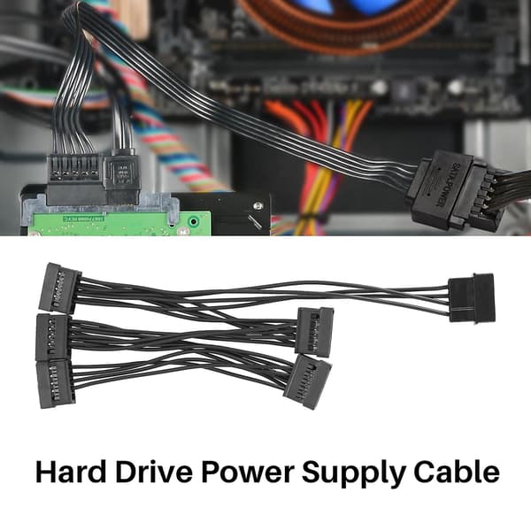 2 stk. molex 4Pin IDE til 5 SATA 15Pin Harddisk Strømforsyning Splitter Kabel til DIY PC Server 18AWG 4