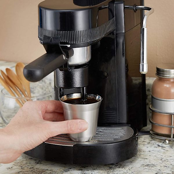 160 ml Espresso Koppar i Rostfritt Stål (2-pack), Dubbelväggiga Espresso Koppar, Isolerande Kaffe Koppar med