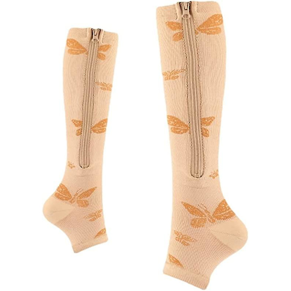 2 st Athletic Socks Kompressionsstrumpor Kompressionsstrumpor Stretchstrumpor (XXL, Hudfärg)