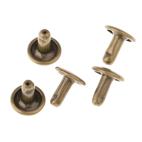 200 Stycken Brons Läder Dubbelhuvud Nitar 8mm 6mm för Läderhantverk
