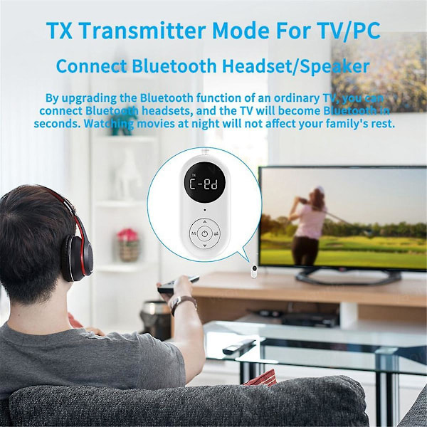 3 i 1 Bluetooth 5.3 Audio Mottaker Sender FM med Mikrofon Håndsfritt Anrop 3.5MM AUX Stereo Musikk W