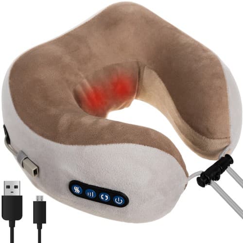 Memory Foam Neck Pillow with Massage – Kneading and Warming Neck Massage