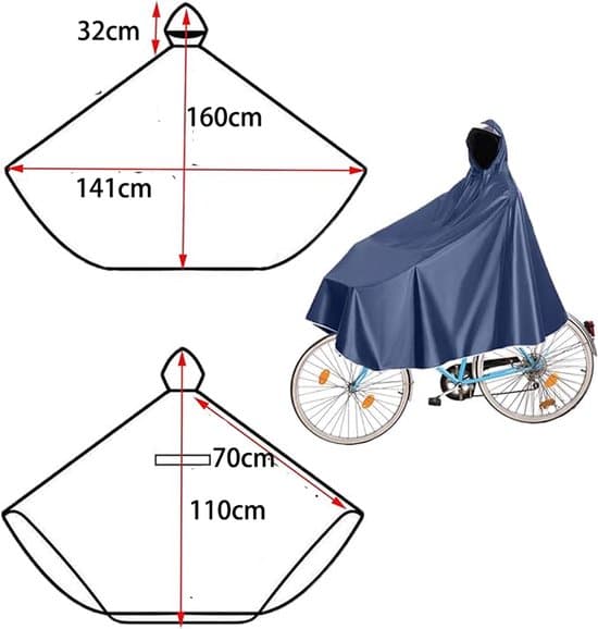 Waterproof Unisex Navy Cycling Rain Poncho