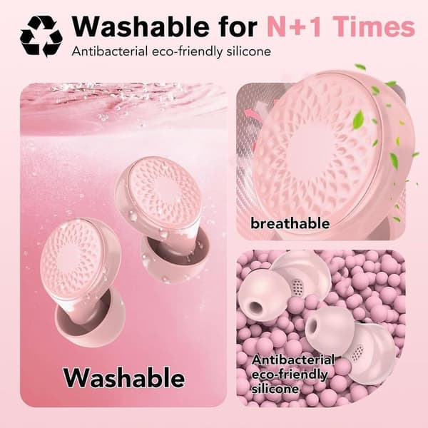 Soveørepropper, 45 dB støjreduktion, genanvendelige bløde ergonomiske silikoneørepropper, 4 størrelser, velegnet til søvn/rejser/koncentration, pink