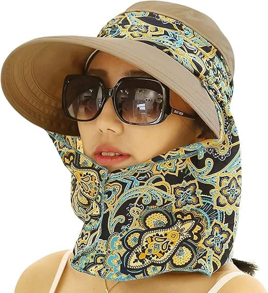 Solhat, floppy hat, hat med bred skygge, vendbar UPF 50+ strandhat til alle årstider Khaki