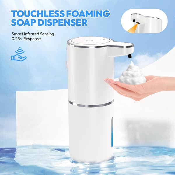 Automatic Foaming Soap Dispenser, Touchless 12.8 oz Rechargeable Wall Mounted Smart Soap Dispenser (White)