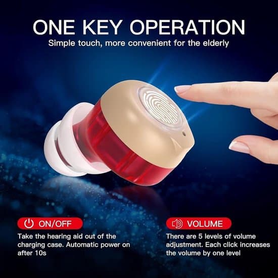 Nano Rechargeable Touch-Sensitive Hearing Aid for Seniors with Charging Case, Blue/Red