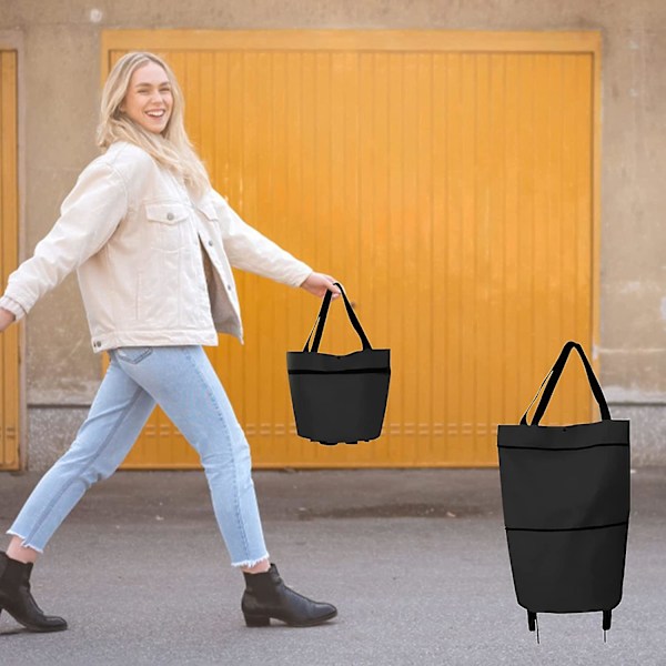Kokoontaittuva ostoskassi pyörillä, kannettava ostoskassi pyörillä, vedettävä kassi, teleskooppinen rullakassi supermarketiin