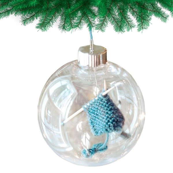 Stickad Julgranskulor - Stickad och Virkad Dekorativ Julgranskulor med Upphängningsögla