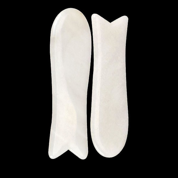 Massasjeapparater Tradisjonell Gua Sha Skrapebrett Jade Fiskeform Naturlig Hvit Helse Massasjeapparat Hudpleie Krystall 2025th