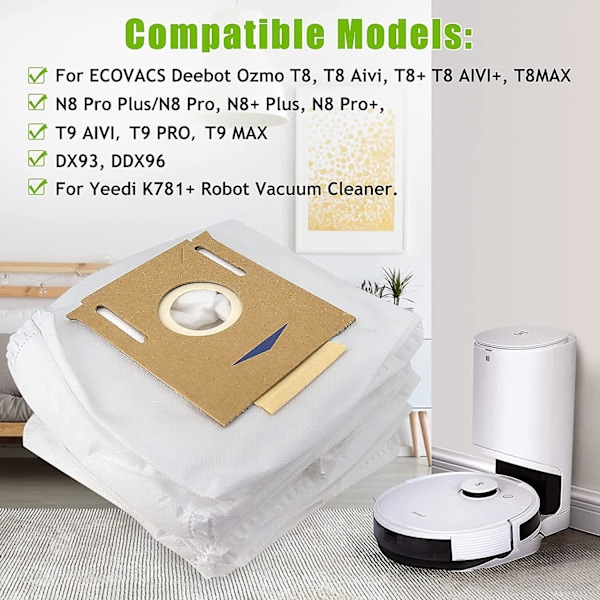 12 kpl Pölynimuripusseja ECOVACS DEEBOT N8+ N8 Pro+ N8 Pro Plus T8 T8+ T8 AIVI T8 AIVI+ T8 MAX T9+ DX93 DDX96 Yeedi Vac Station -pölynimurille