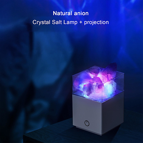 Krystalsalt Bordlampe Simpel Hjem Negativ Ion Farverig Projektion Luftrenser Sengelampe Atmosfære Natlampe