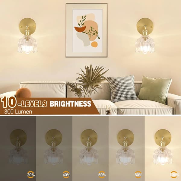 Rechargeable LED Wall Lamp with Remote Control, Wireless Bedside Lamp, Dimmable, Three Color Temperatures from 3000K to 6000K, Bulb Included.