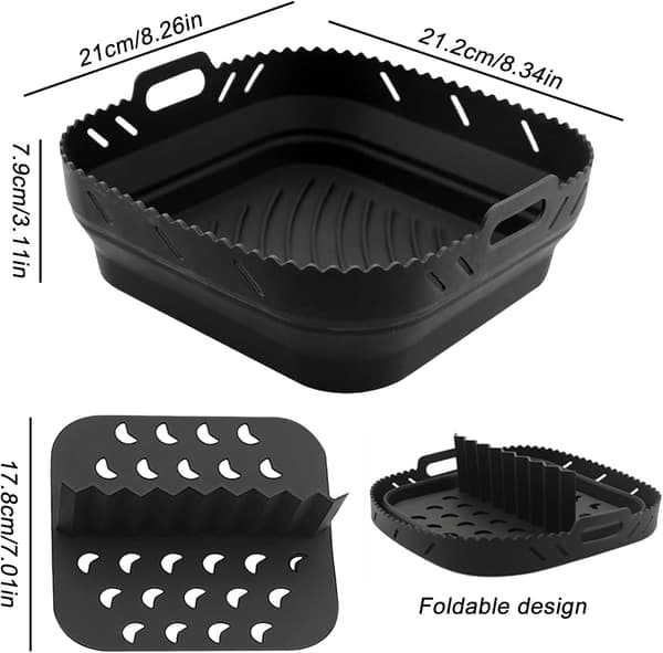 2-pack silikonformar för airfryer med avdelare för 6,2L varmluftsfritöser