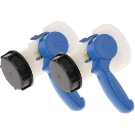 2x PP-läppäventtiili 62 mm:n mutteriadapterilla 1000 litran IBC-säiliöön