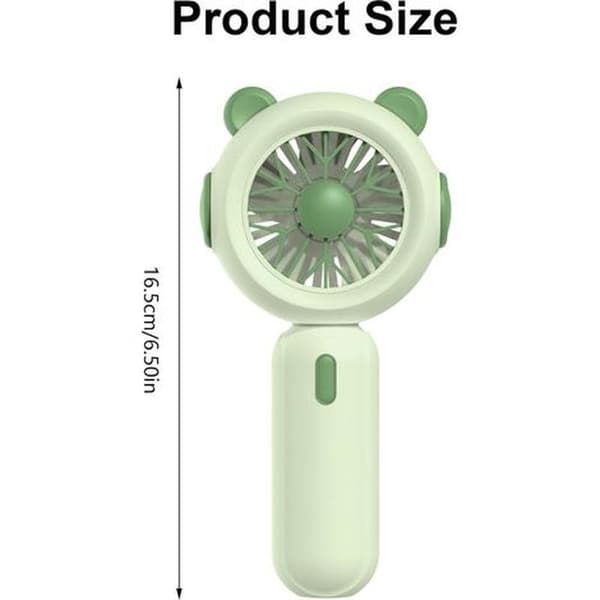 USB Genopladelig Bærbar Ventilator - Lille ventilator drevet af AA-batterier, 3 blæserhastigheder - Grøn