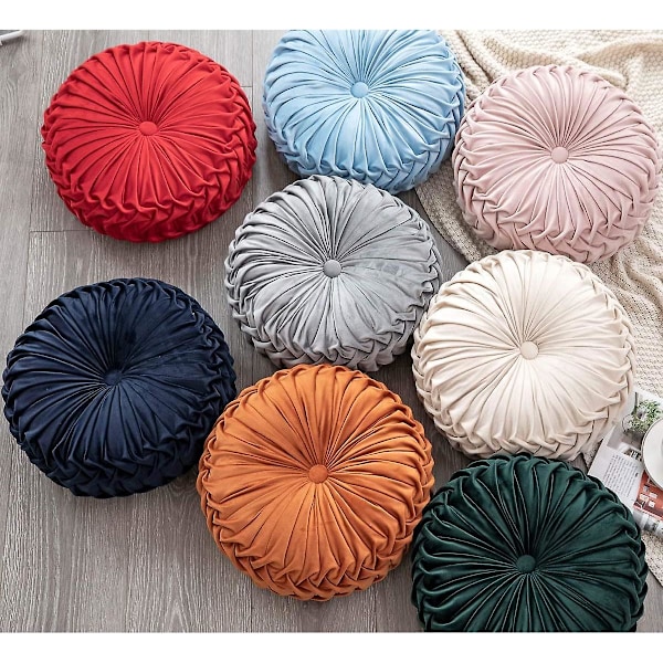 Koristetyyny sohvalle, koristeellinen 3D-kurpitsa, pyöreä samettityyny sohvalle, sängylle, tuolille, lattialle, 15\"x15\", laivastonsininen