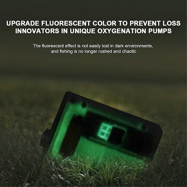 Akvarium oksygenpumpe med LED-lys, bærbar fiskeoksygenator, USB-lading, fiskekarlufter for fiske utendørs