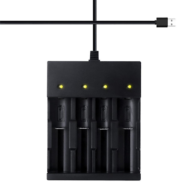 4-facklig Smart 18650 Batteriladdare, Universal Laddare för 3,7 Volt Li-Ion Ficklampor Huvudlampa 18650 R