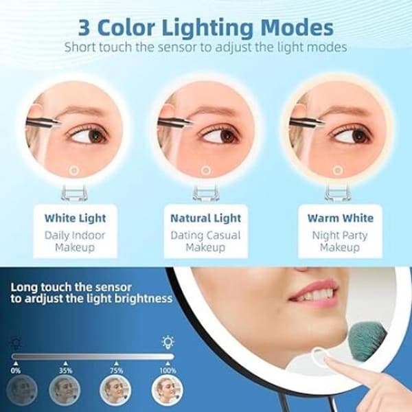 Magnifying mirror with suction cup - 10x magnification - ø15cm - Makeup mirror with suction cups - Mirror - Magnifying mirror with light suction cup