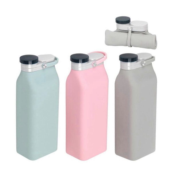 600 ml Vattenflaska i Silikon för Utomhus, Livsmedelsklassad, Bärbar, Vikbar, Grön