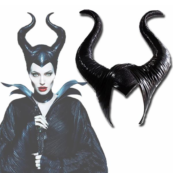 Halloween Latex Maleficent Hat Ondskabsfulde Sorte Horn Dronning Hovedbeklædning Hovedpynt