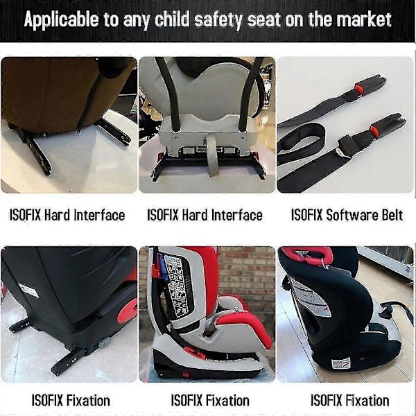 Svart Universal Bilbarnstolsfäste Förankring Monteringssats Ersättning För Isofix Bältesanslutning O