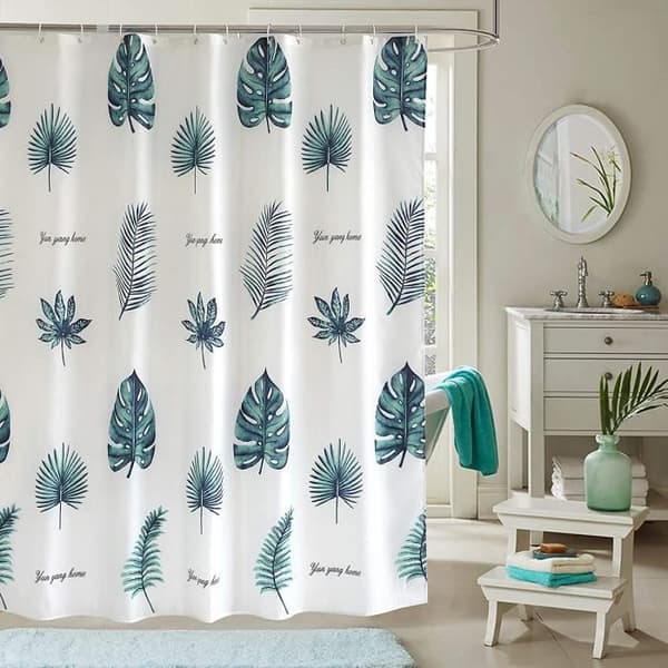 Duschdraperi 180 x 180 cm, 100 % polyester - Vattentätt och mögelresistent, maskintvättbart, 12 krokar