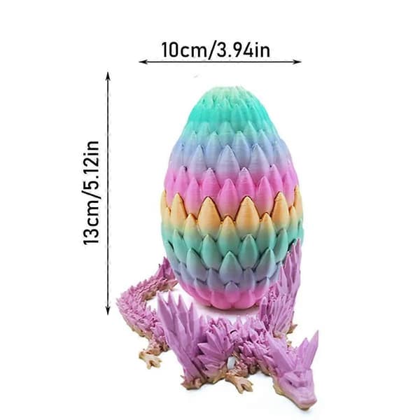 3D Drageegg med Drage Inni Artikulerte Krystall Drage i Egg Hjemmeinnredning Drageleker Samleobjekt